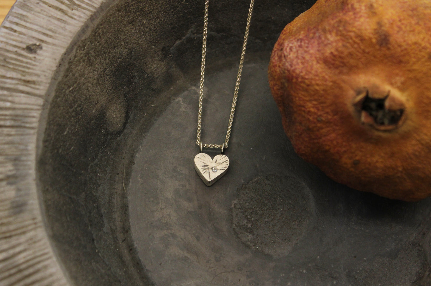 Handmade heart with cubic zirconia