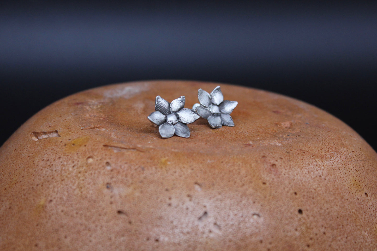 Sterling silver flower ear studs