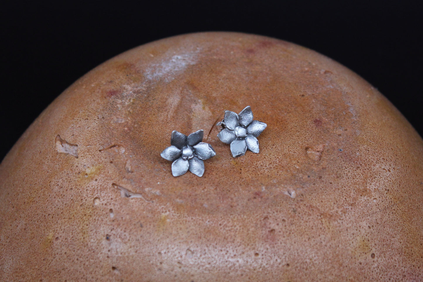 Sterling silver flower ear studs