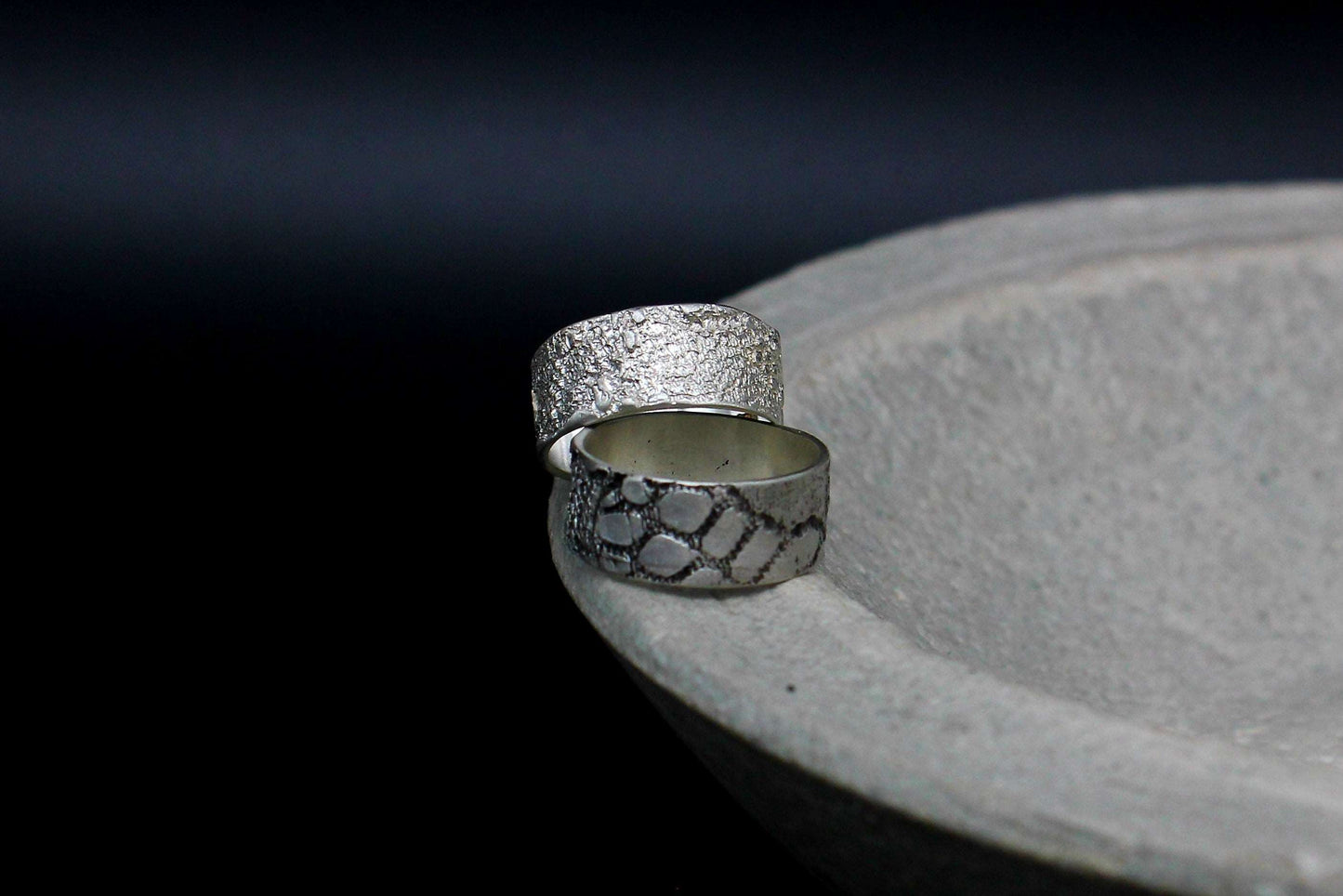 Lace texture sterling silver ring, unisex