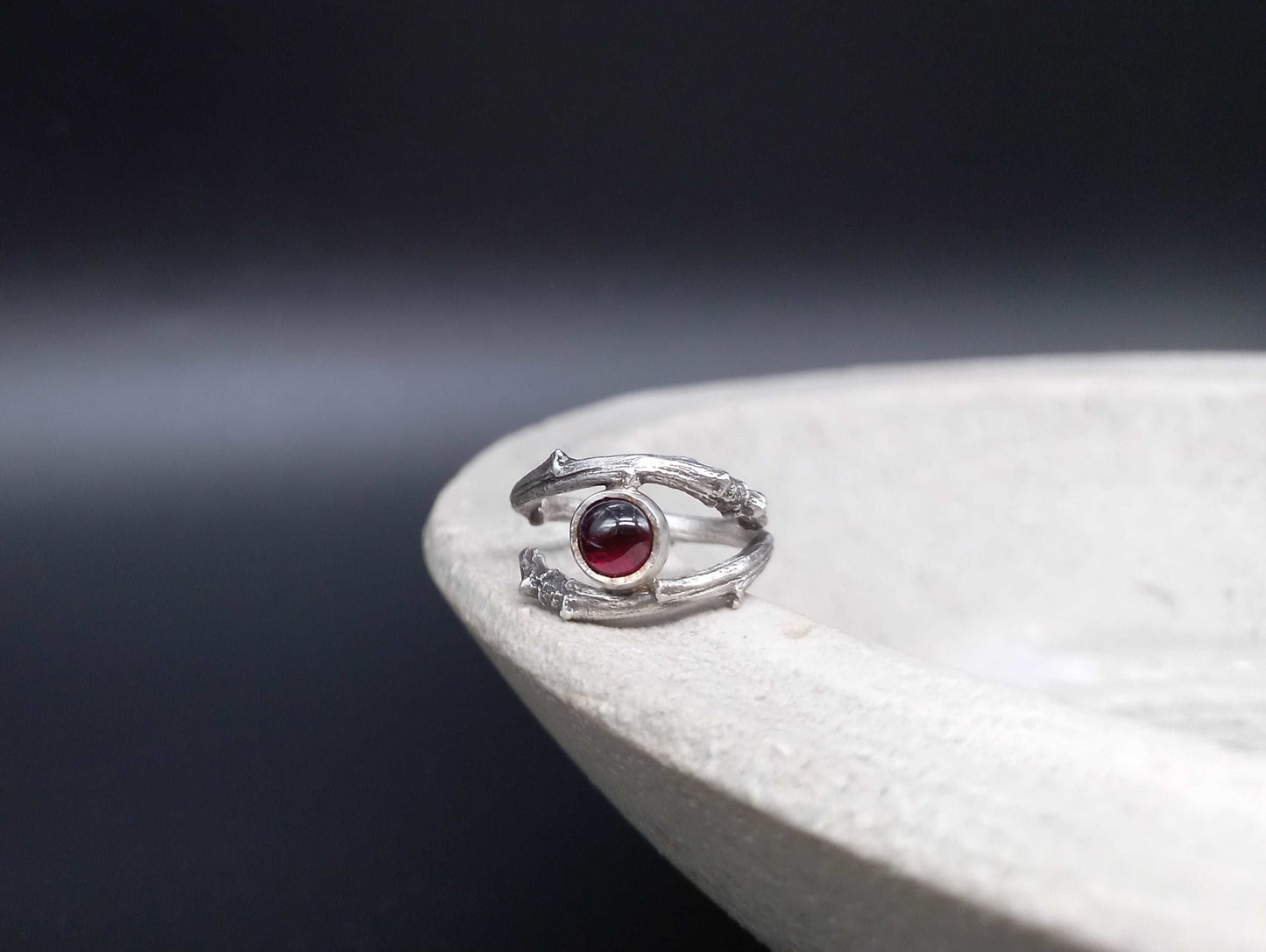 Twig garnet ring