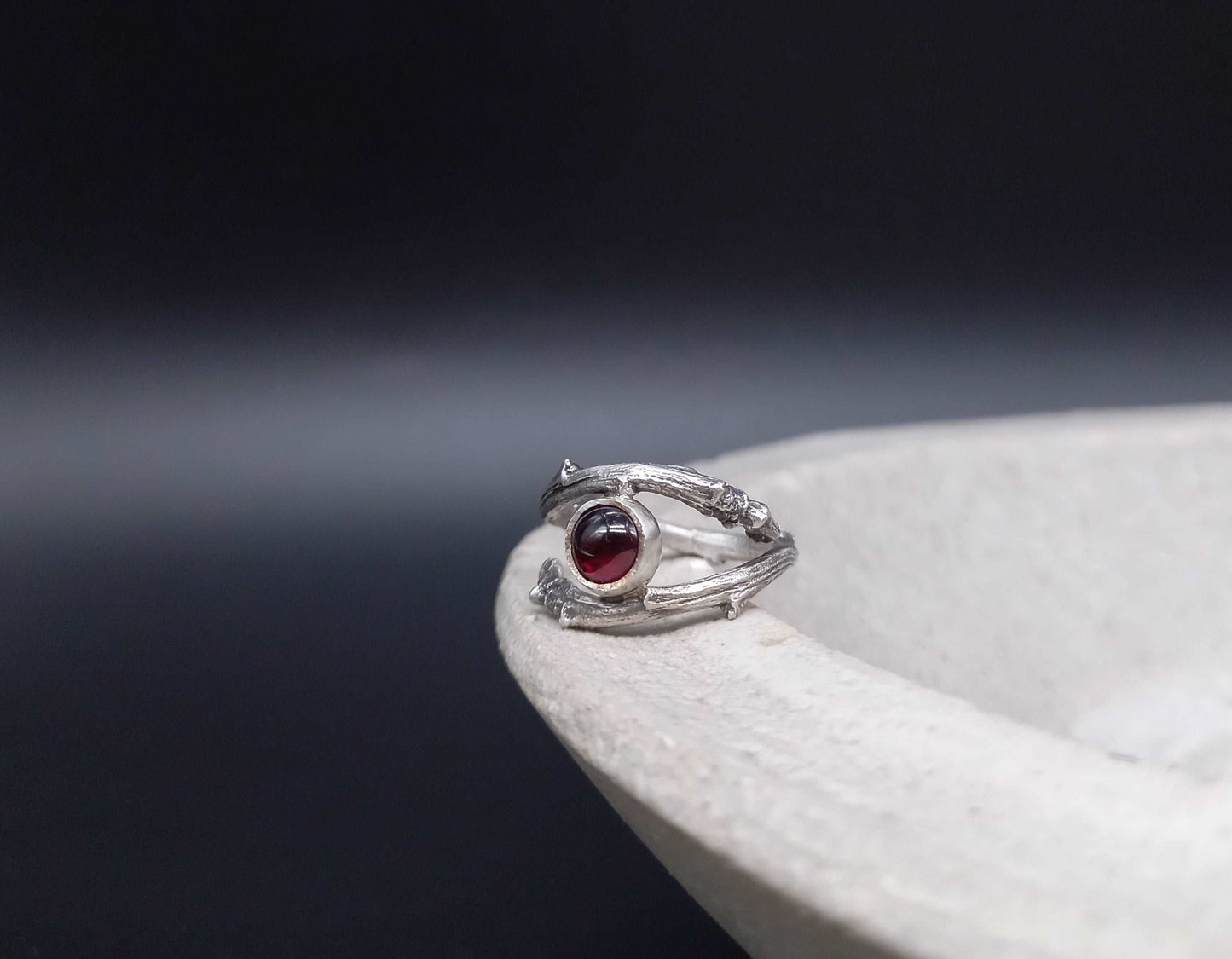 Twig garnet ring