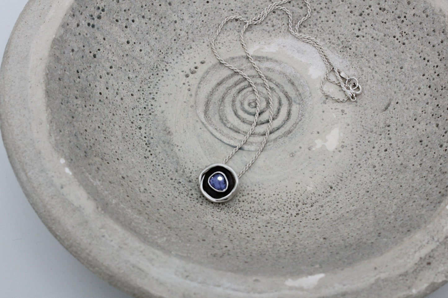 One of a kind sterling silver pendant with iolite