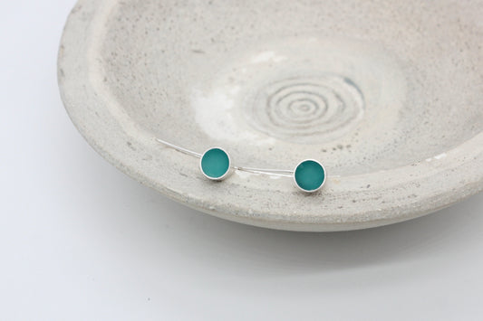 Round shape teal earrings