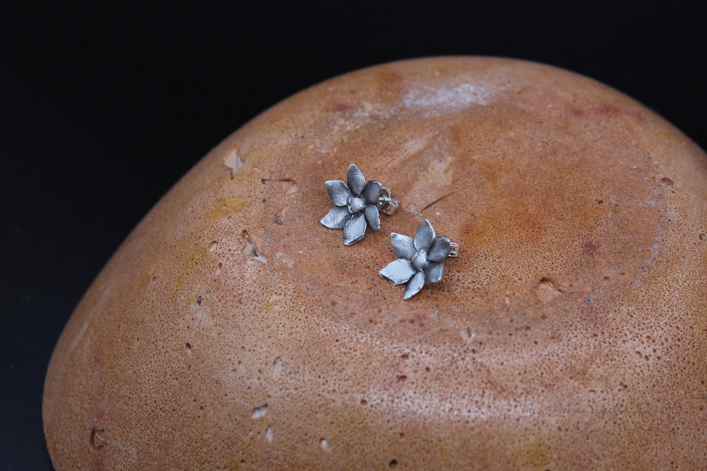 Sterling silver flower ear studs