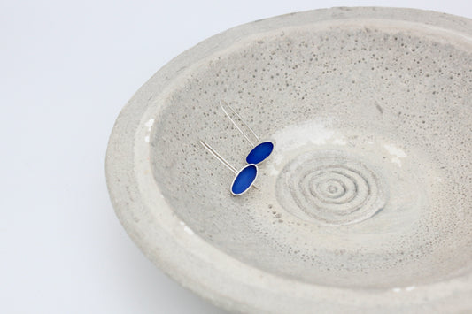 Oval shape blue earrings