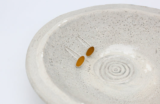 Oval shape yellow ochre earrings