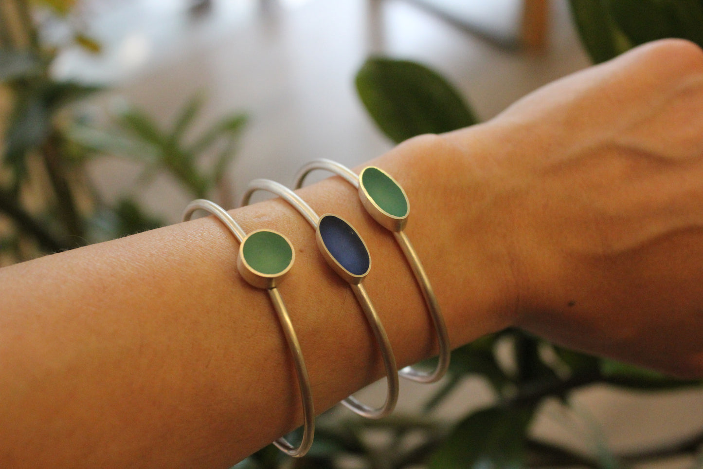 Yellow ochre oval shape bracelet