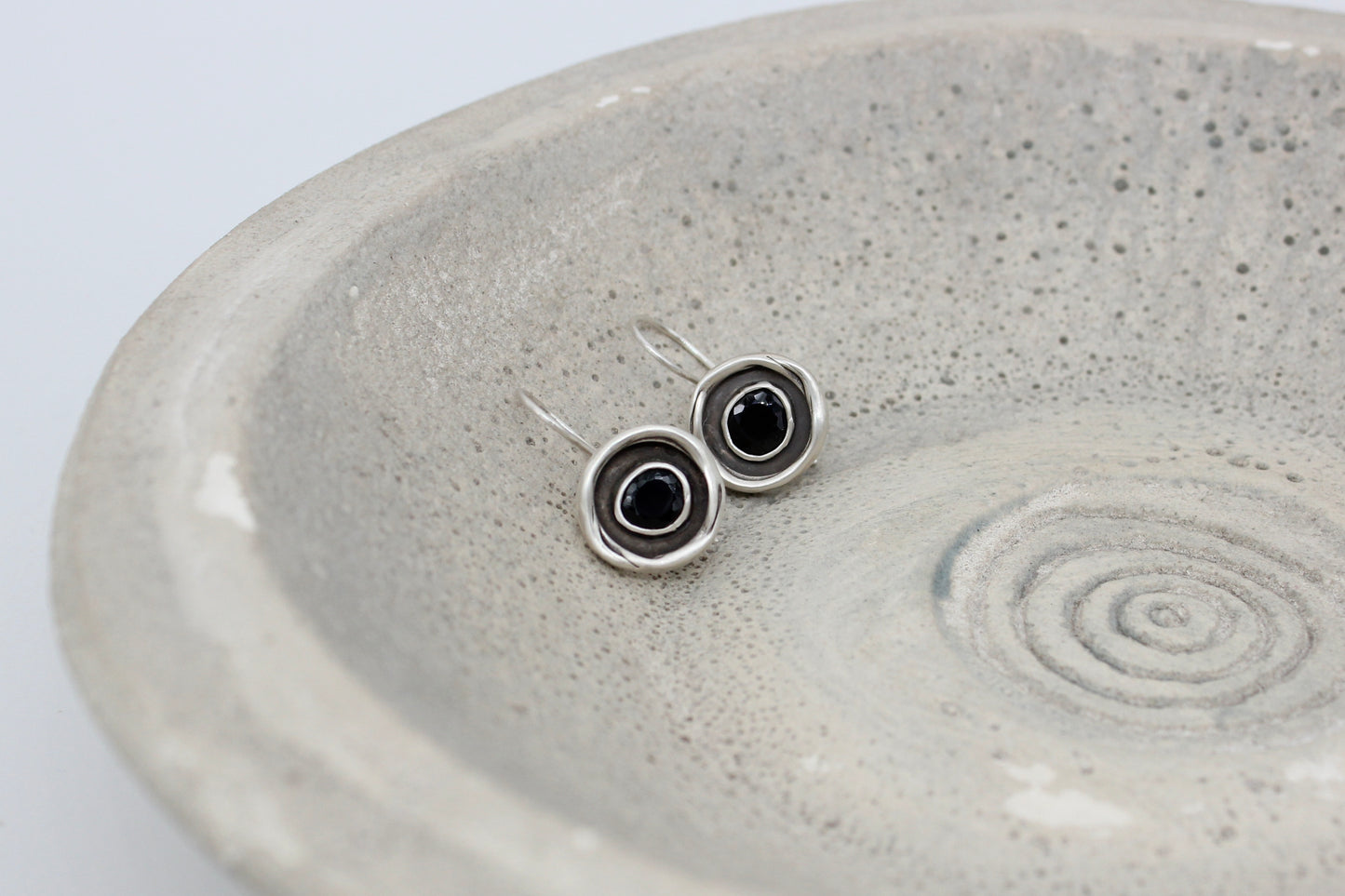 One of a kind sterling silver earrings with spinel