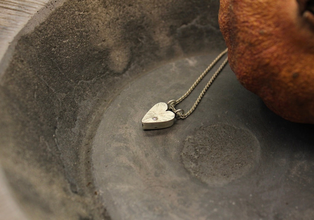 Handmade heart with cubic zirconia