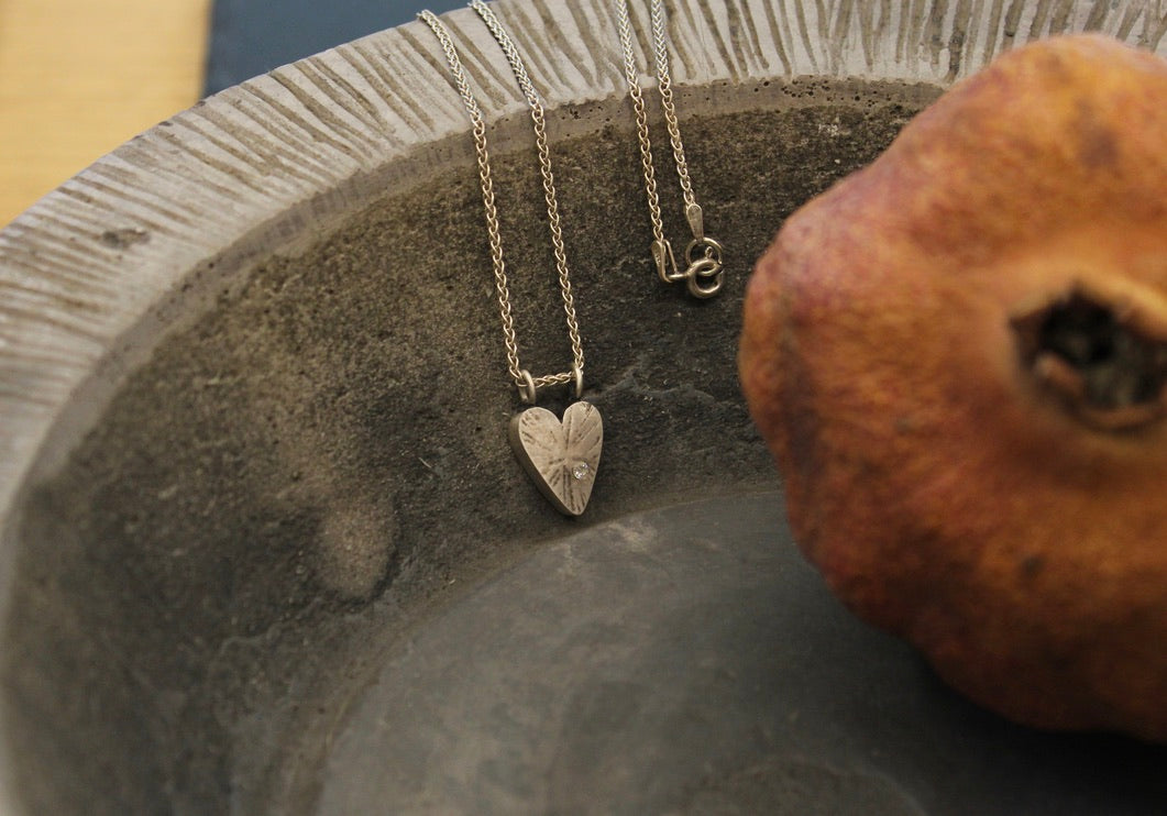 Handmade heart with cubic zirconia
