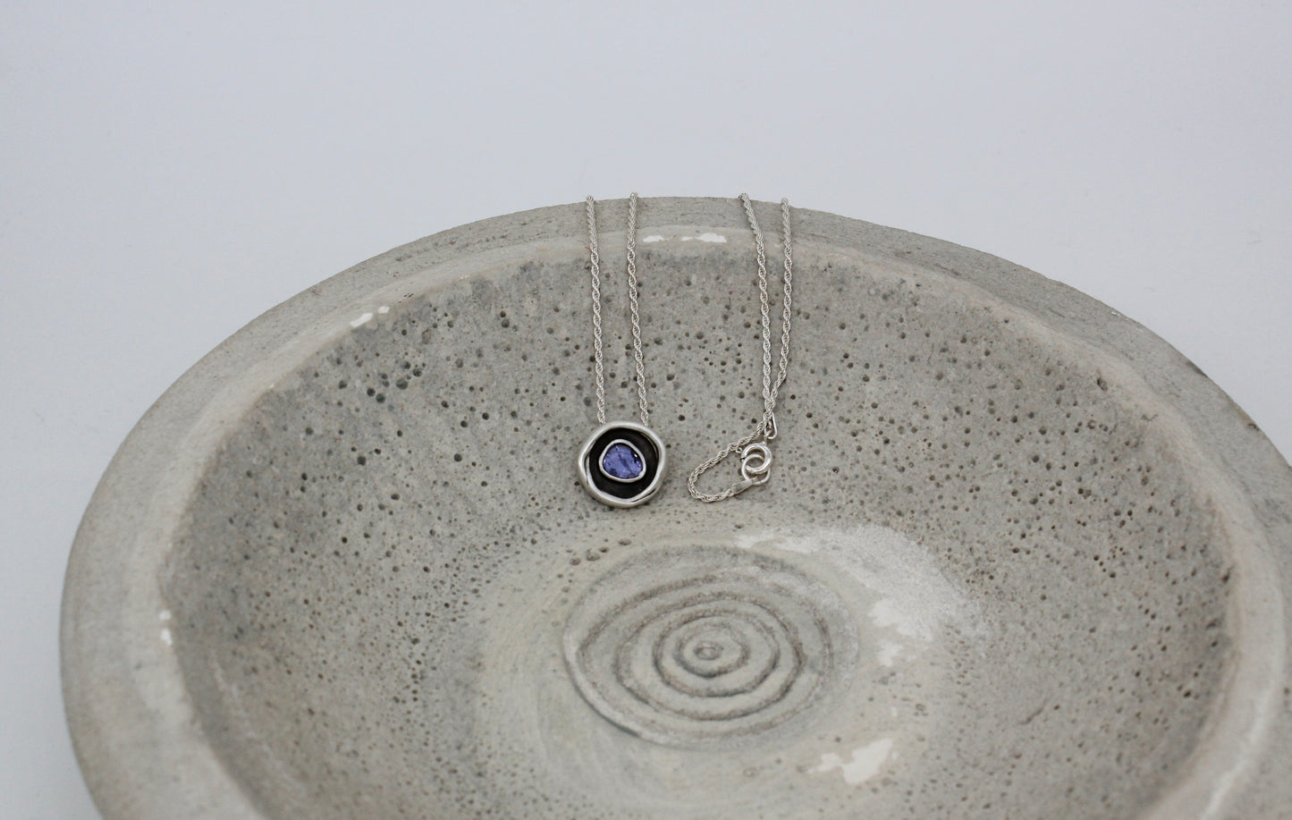 One of a kind sterling silver pendant with iolite