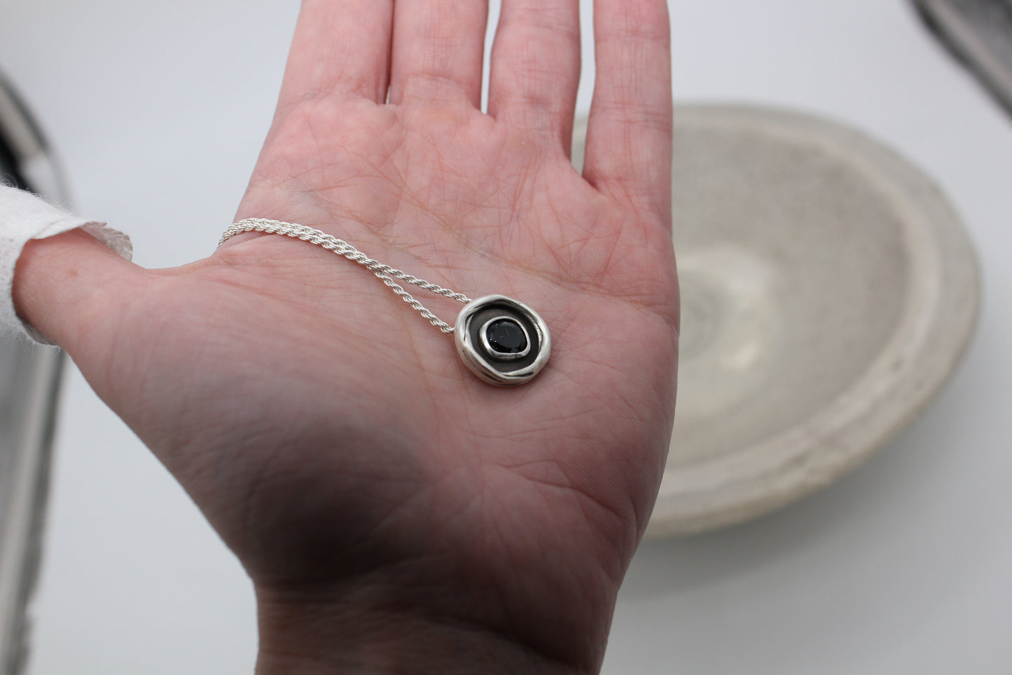 One of a kind sterling silver pendant with spinel