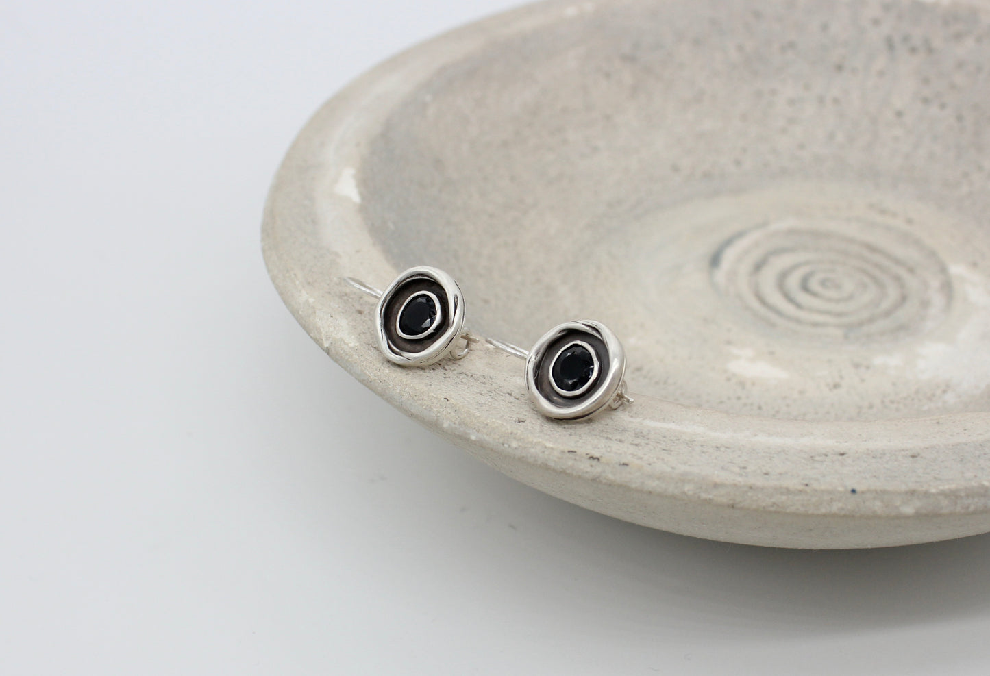 One of a kind sterling silver earrings with spinel
