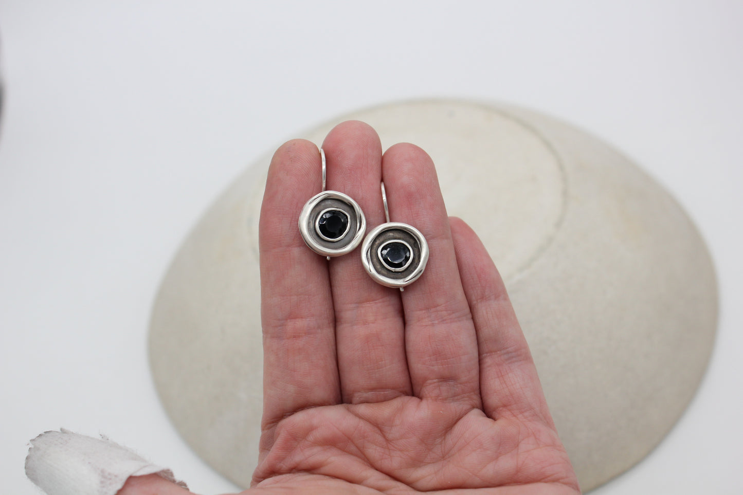 One of a kind sterling silver earrings with spinel