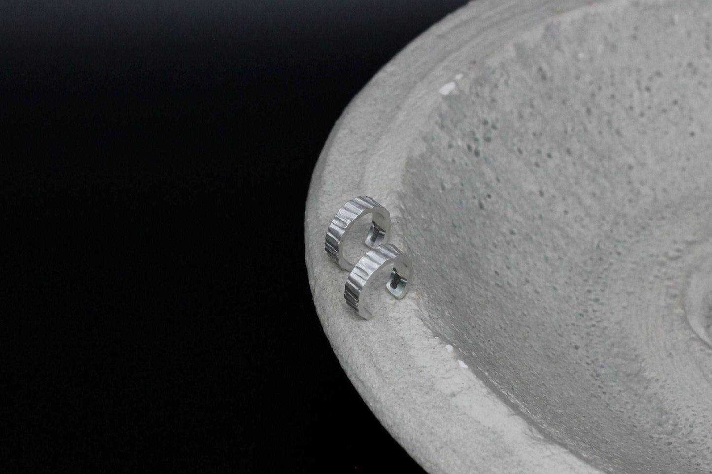 Tree bark sterling silver ear cuff