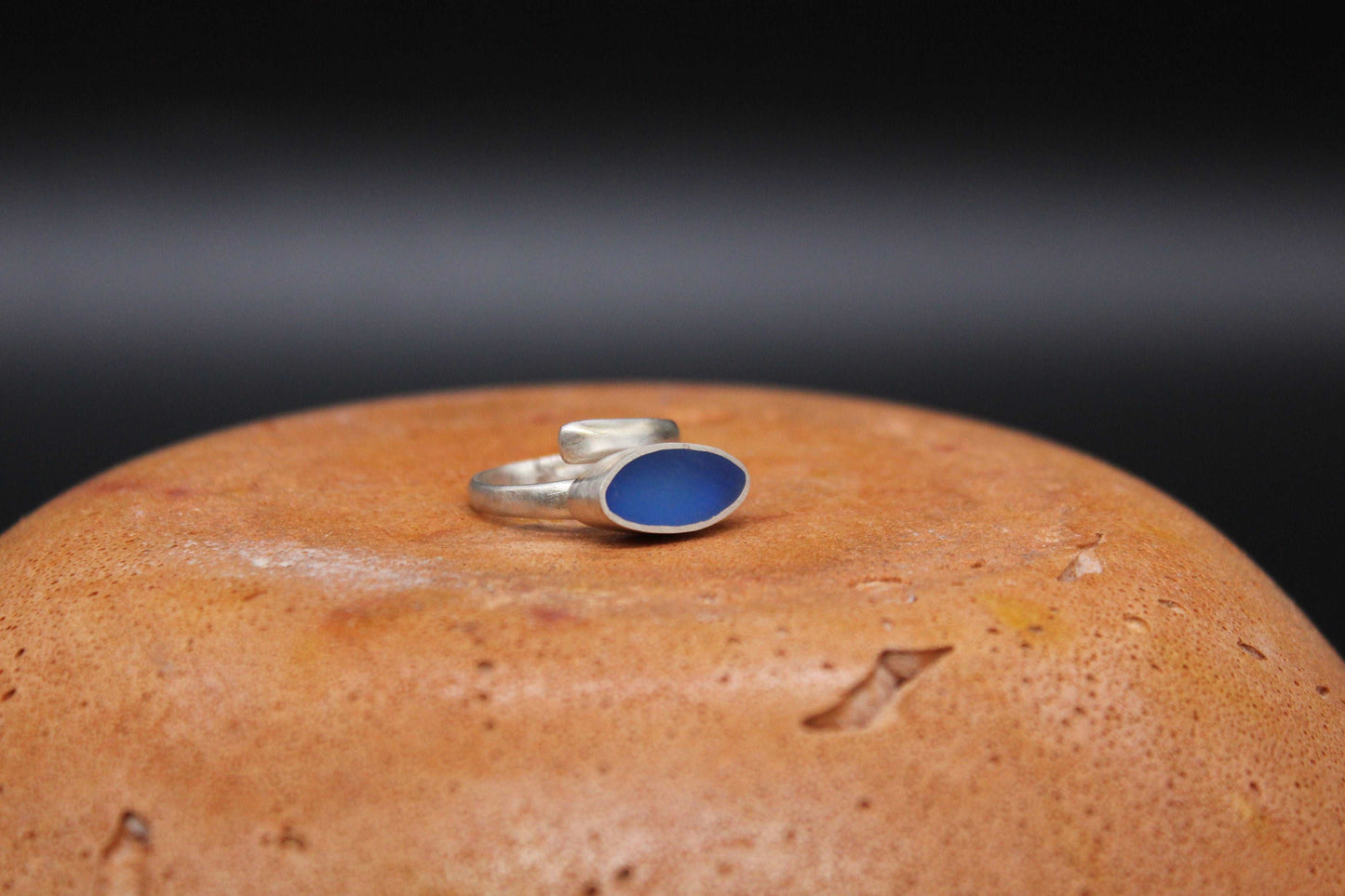 Blue oval shape ring