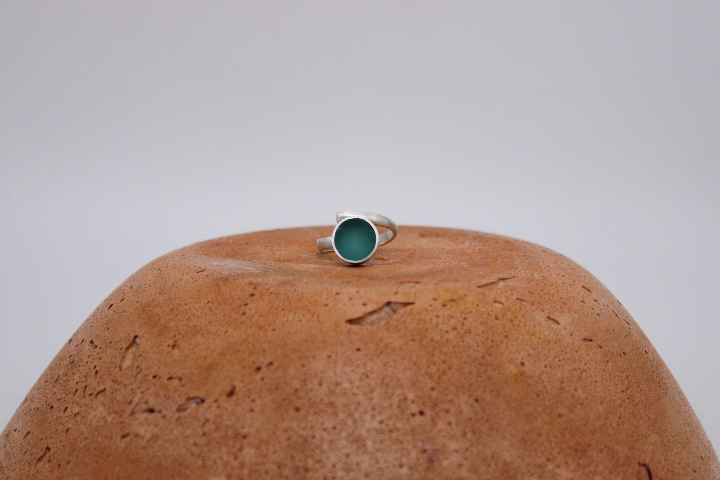 Teal round shape ring