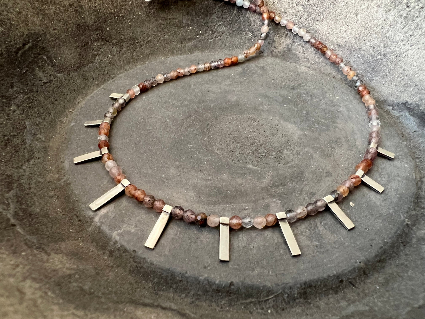 One of a kind strawberry quartz necklace