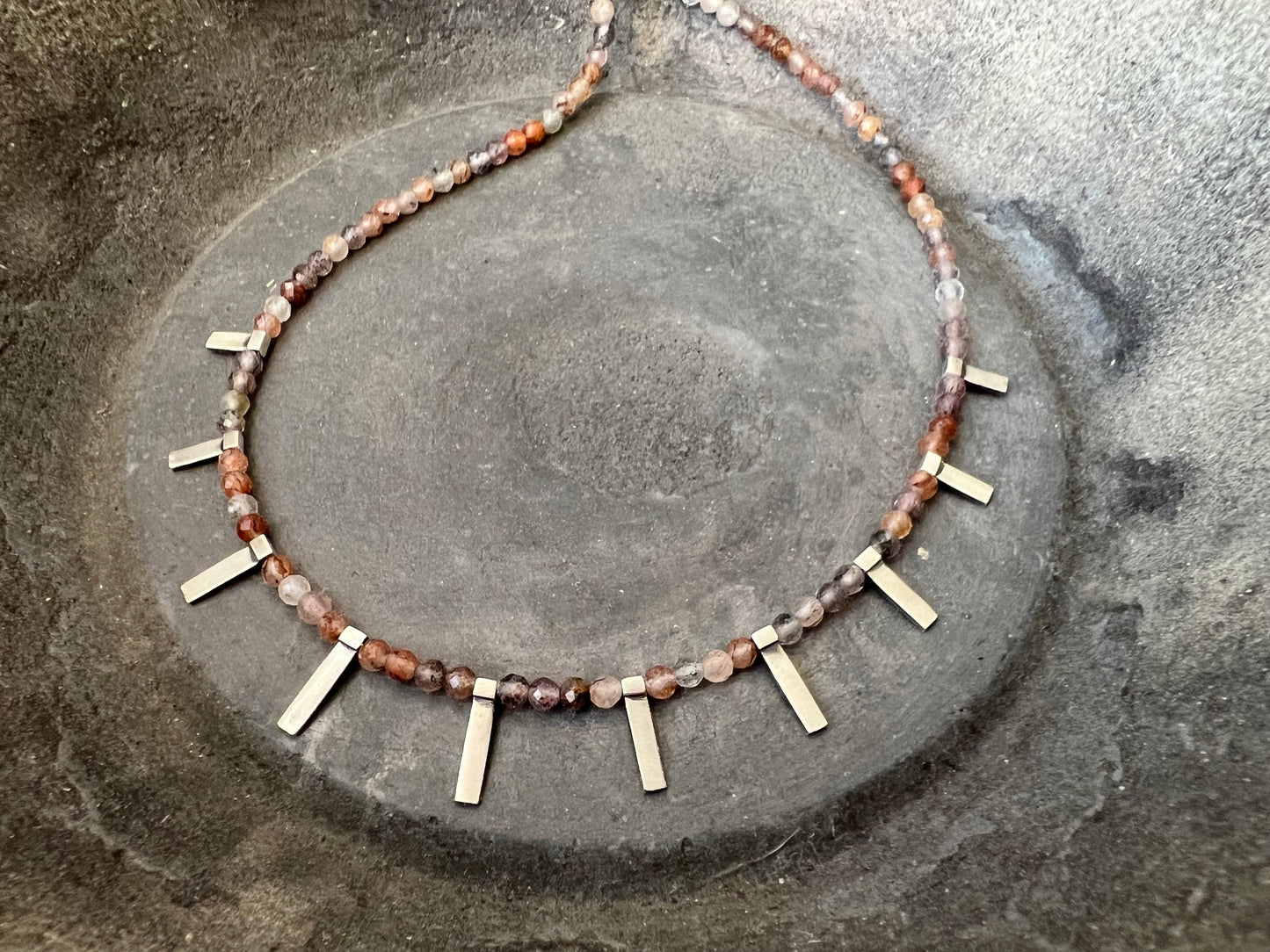 One of a kind strawberry quartz necklace