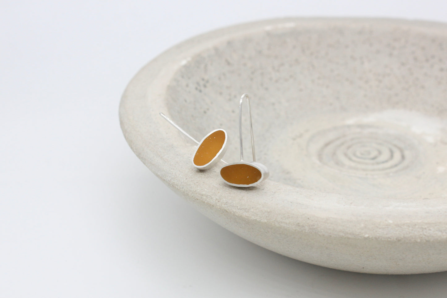 Oval shape yellow ochre earrings
