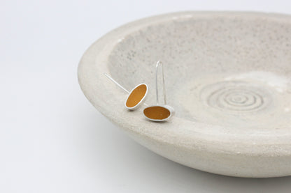 Oval shape yellow ochre earrings