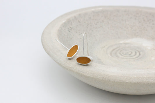 Oval shape yellow ochre earrings