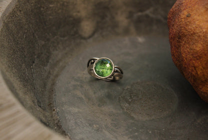 One of a kind tourmaline and quartz ring