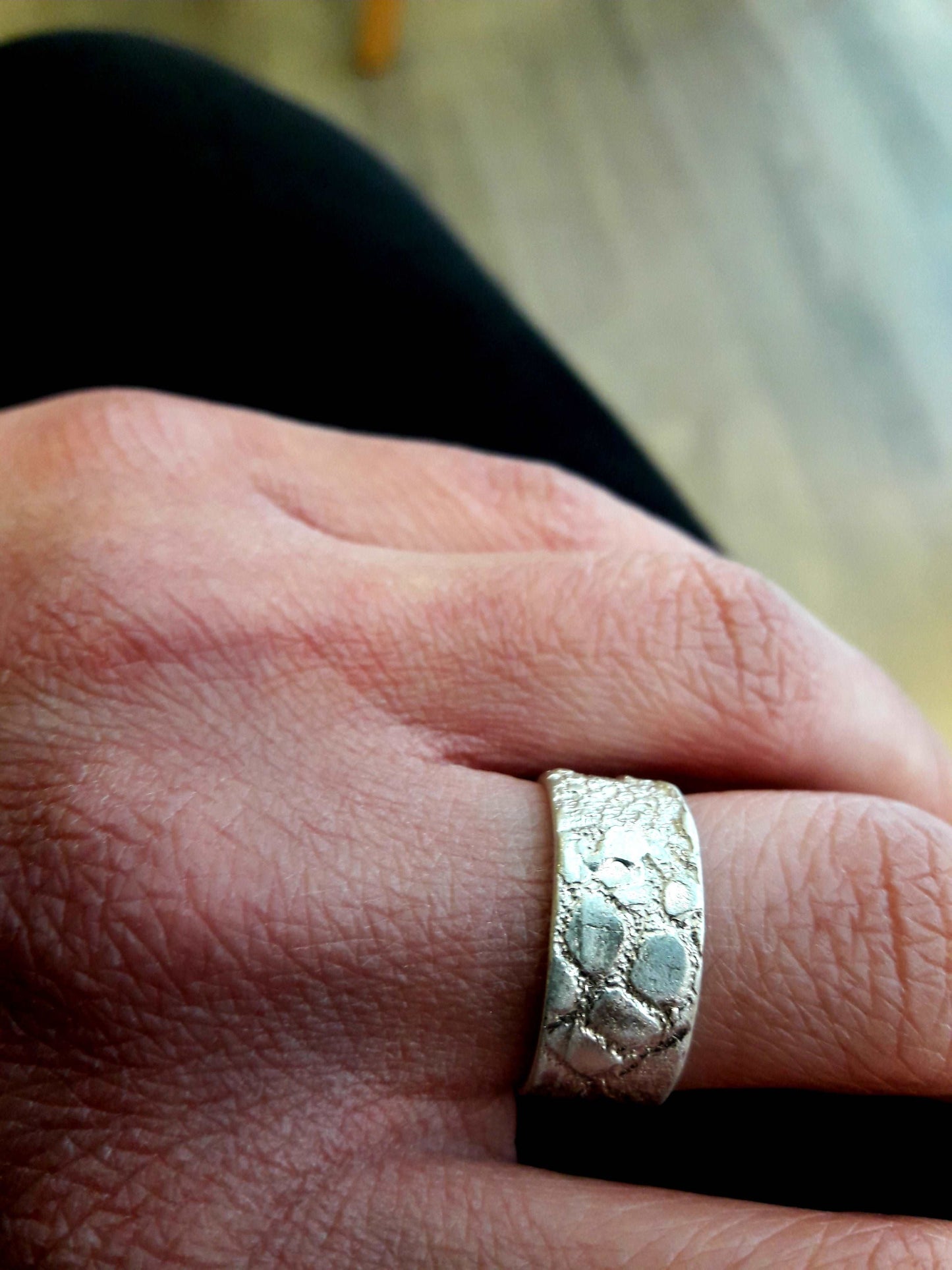 Lace texture sterling silver ring, unisex