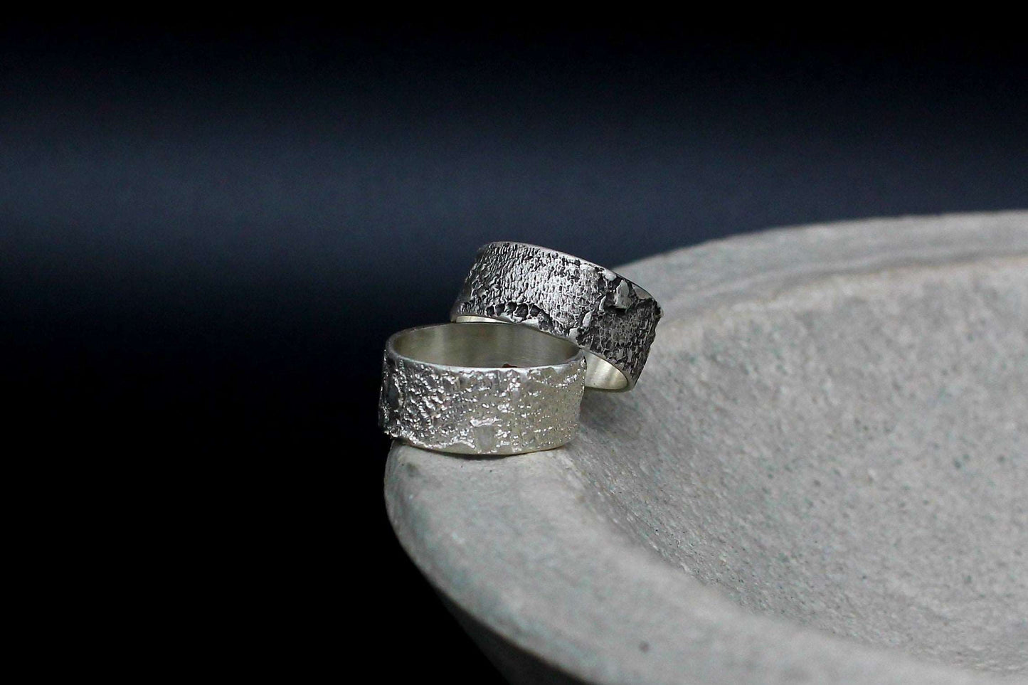 Lace texture sterling silver ring, unisex