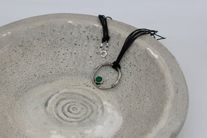 Twig pendant green agate