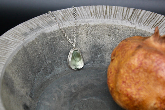 Green amethyst silver pendant