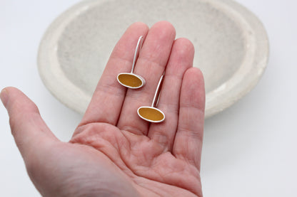 Oval shape yellow ochre earrings