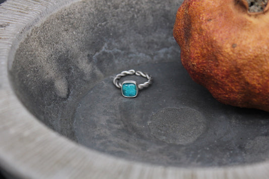 One of a kind apatite and quartz ring