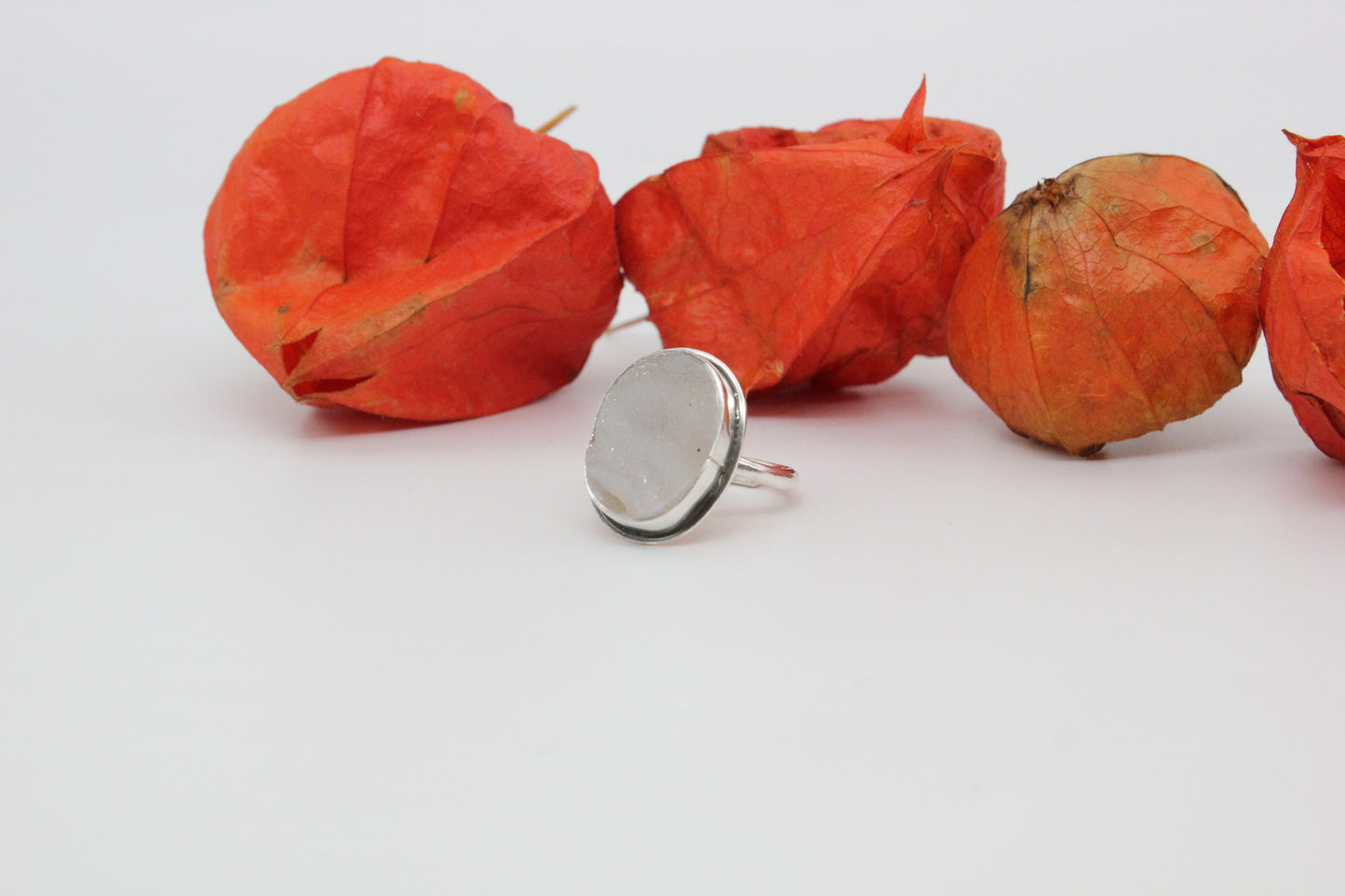 One of a kind druzzy agate ring