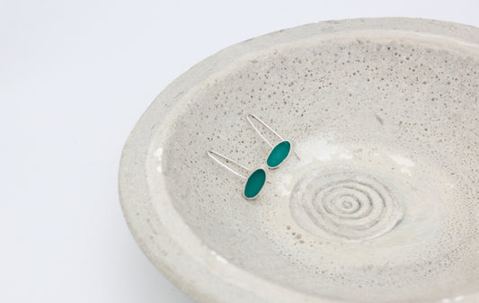 Oval shape teal earrings