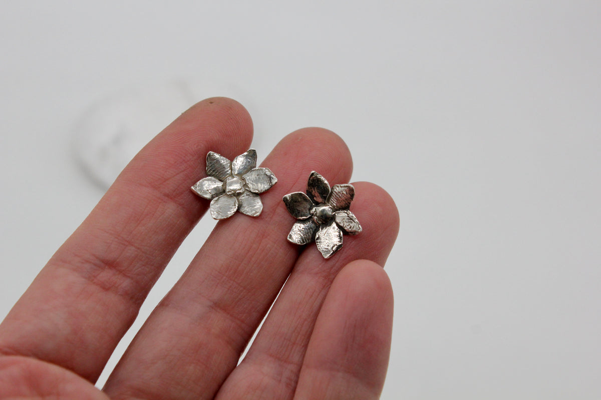 Handmade sterling silver flowers