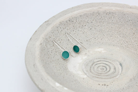 Round shape teal earrings