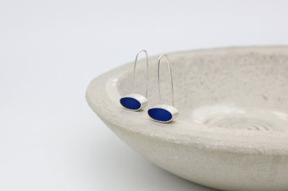 Oval shape blue earrings