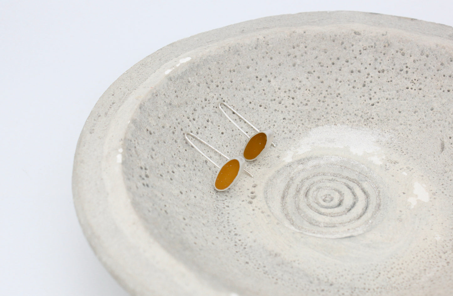 Oval shape yellow ochre earrings