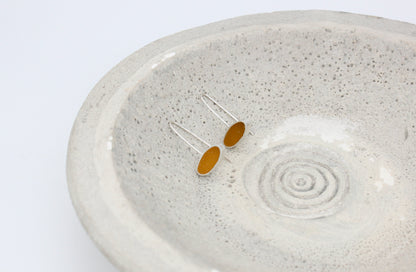 Oval shape yellow ochre earrings