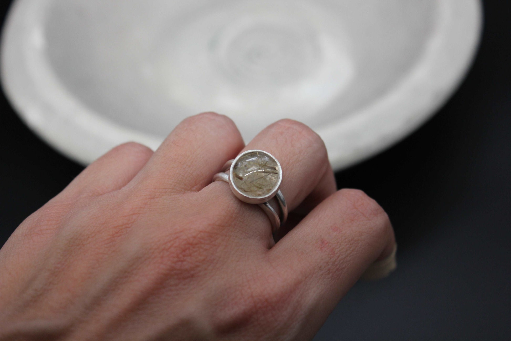 One of a kind rutilated quartz ring