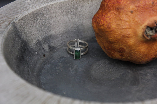 One of a kind tourmaline and quartz  ring