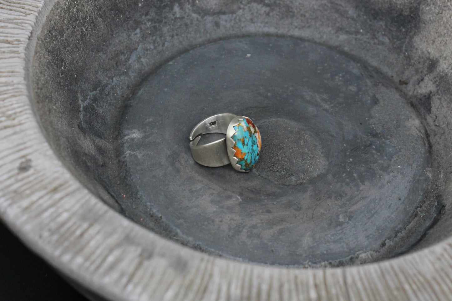 One of a kind turquoise silver ring