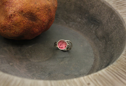 One of a kind tourmaline and quartz ring