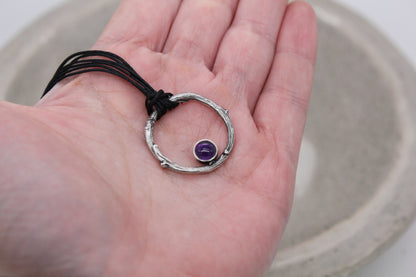 Twig pendant amethyst