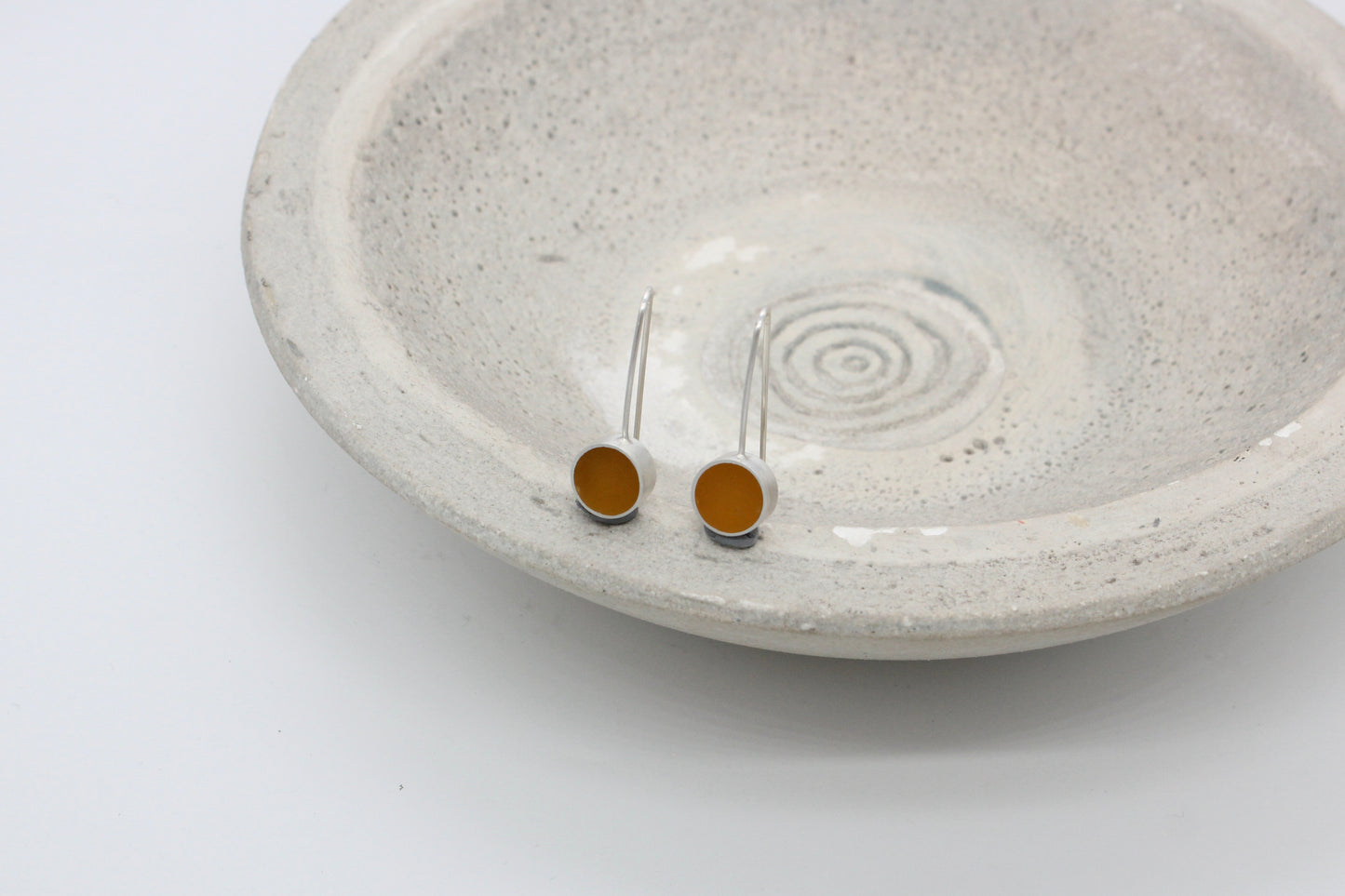 Round shape yellow ochre earrings