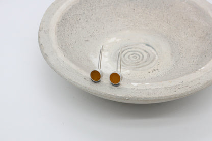 Round shape yellow ochre earrings