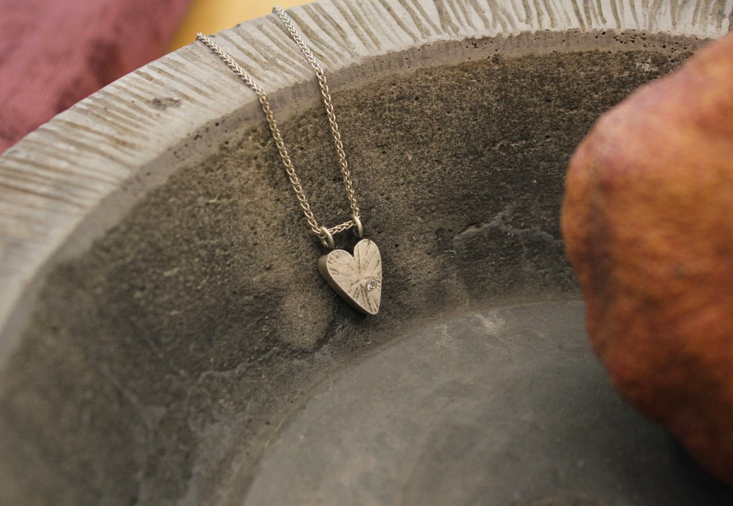 Handmade heart with cubic zirconia
