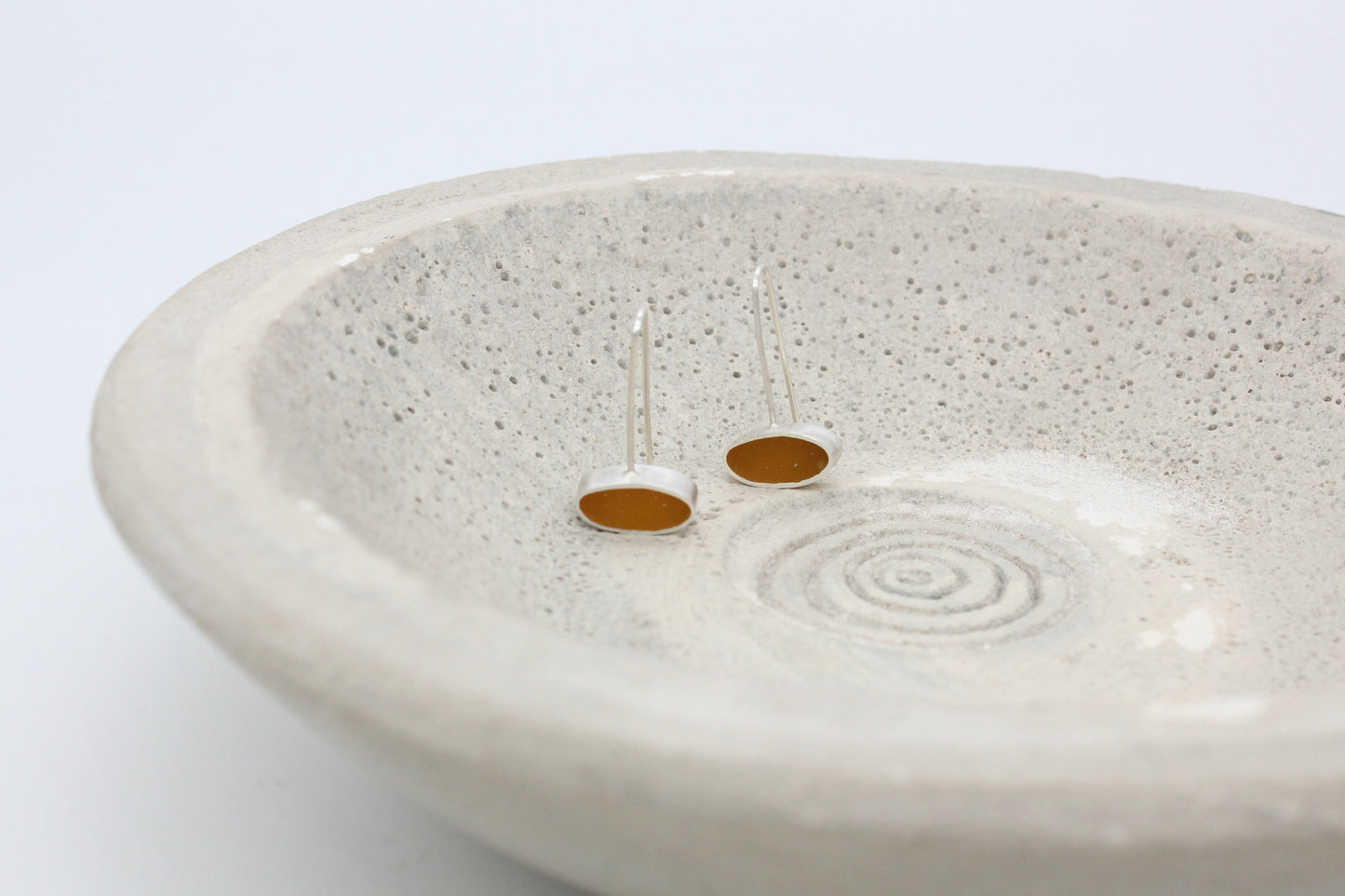 Oval shape yellow ochre earrings